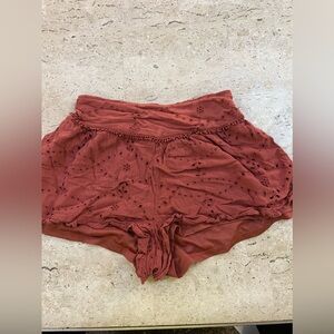 American Eagle Burnt Orange Flowy Eyelet Shorts Size XS